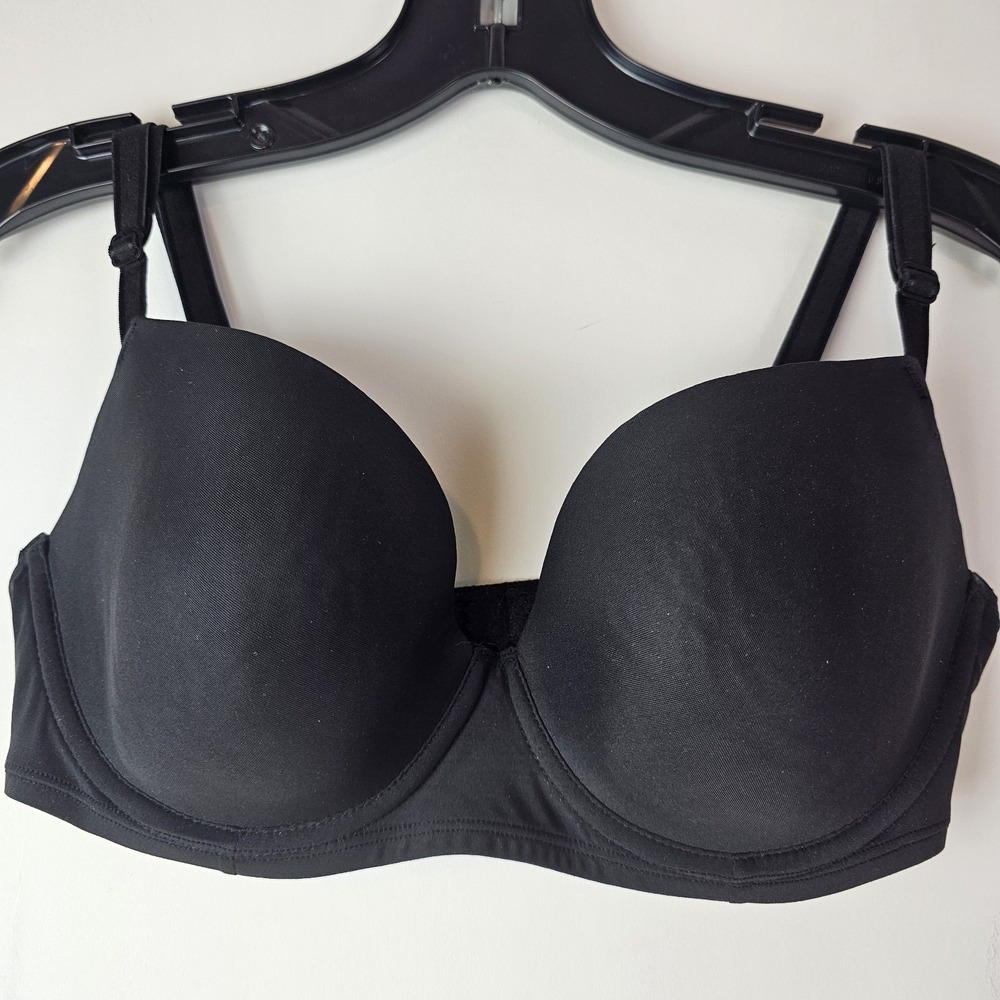 Wonderbra Womens 34D T Shirt Bra Black Underwire Smooth Molded Everyday 7486